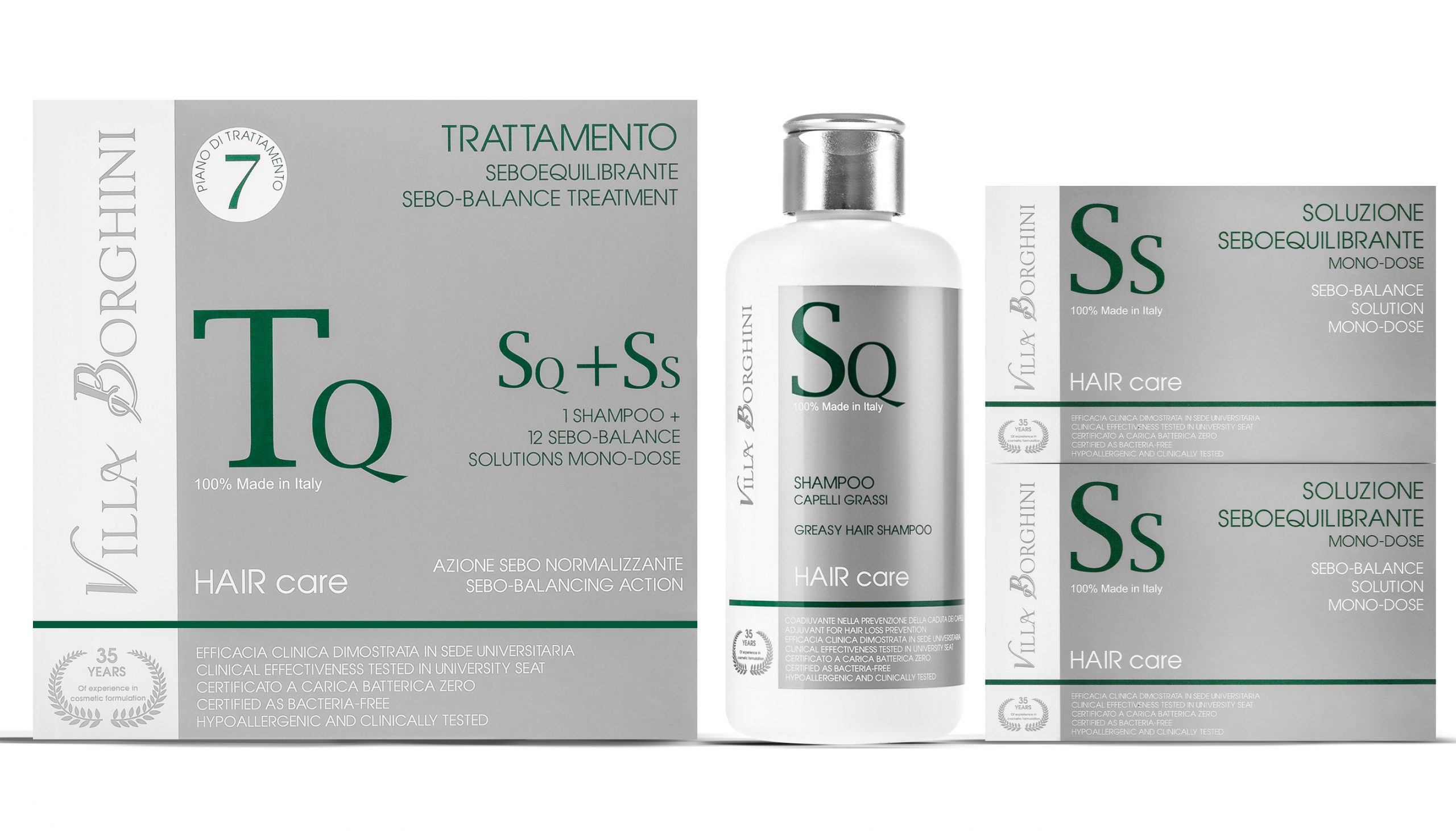 trattamento seboequilibrante villa borghini, linea hair care villa borghini, hair care line